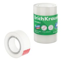 ErichKrause Invisible Pack de 4 Cintas Adhesivas - Alta Adhesion - 18mm de Ancho - 20 Metros - Superficie Mate Antideslumbrante - Color Transparente