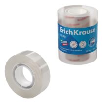 ErichKrause Clear Pack de 4 Cintas Adhesivas - Alta Adhesion - 18mm de Ancho - 33 Metros - Resistente a la Luz - Color Transparente