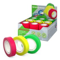 ErichKrause Highlighter Expositor con 45 Cintas Adhesivas - Alta Adhesion - 12mm de Ancho - 20 Metros - Superficie Mate Antideslumbrante - Colores Surtidos