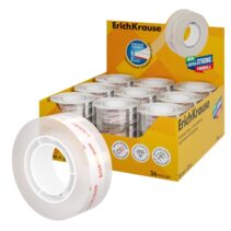ErichKrause Crystal Expositor con 36 Cintas Adhesivas - Alta Adhesion - 18mm de Ancho - 33 Metros - Resistente al Desgarro Longitudinal - Color Transparente