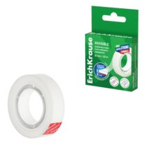 ErichKrause Invisible Cinta Adhesiva - Alta Adhesion - 12mm de Ancho - 20 Metros - Superficie Mate Antideslumbrante - Color Transparente