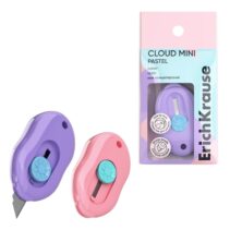 ErichKrause Cloud Mini Pastel Cuter con Fijador - Hoja de 9mm de Ancho - Cuerpo en Plastico - Colores Surtidos