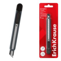 ErichKrause Butterfly Classic Cuter con Fijador Automatico - Metalico - Hoja de 9mm de Ancho - Cuerpo en Plastico - Color Gris