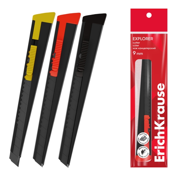 ErichKrause Explorer Cuter Metalico - Hoja de 9mm de Ancho - Colores Surtidos