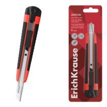 ErichKrause Arrow Cuter con Fijador Automatico - Metalico - Hoja de 9mm de Ancho - Color Rojo