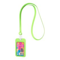 ErichKrause Neon Funda para Tarjeta con Colgante - Orientacion Vertical - Silicona - Incluye Colgante de 12mm - Formato 54x85mm - Color Verde