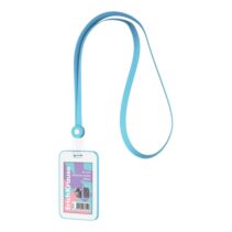 ErichKrause Pastel Funda para Tarjeta con Colgante - Orientacion Vertical - Silicona - Incluye Colgante - Formato 54x85mm - Color Azul/Blanco