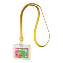 ErichKrause Neon Funda para Tarjeta con Colgante - Orientacion Horizontal - Silicona - Incluye Colgante - Formato 54x85mm - Color Amarillo/Blanco