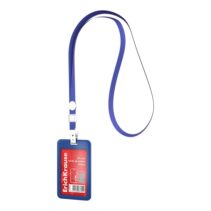 ErichKrause Funda para Tarjeta con Colgante - Orientacion Vertical - Plastico Abc - Incluye Colgante - Formato 54x85mm - Color Azul