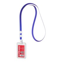 ErichKrause Funda para Tarjeta con Colgante - Orientacion Vertical - Polipropileno - Incluye Colgante Azul - Formato 54x85mm - Color Transparente