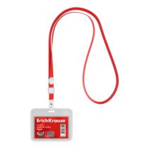 ErichKrause Funda para Tarjeta con Colgante - Orientacion Horizontal - Polipropileno - Incluye Colgante Rojo - Formato 54x85mm - Color Transparente