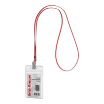 ErichKrause Funda para Tarjeta con Colgante - Orientacion Vertical - PVC - Incluye Colgante Rojo - Formato 62x91mm - Color Transparente