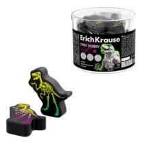 ErichKrause Dino Hobby Goma de Borrar - PVC Ecologico - No Deja Residuos - No Rasga el Papel - Colores Surtidos