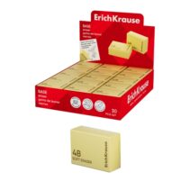 ErichKrause Base Expositor con 30 Gomas de Borrar - PVC Ecologico - Borrado Suave - No Deja Residuos - No Rasga el Papel - Color Amarillo