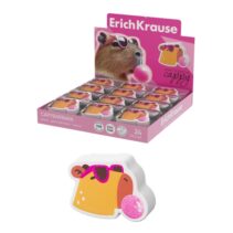 ErichKrause CapyBarbara Expositor con 24 Gomas de Borrar - Caucho Termoplastico - Borrado Suave - No Deja Residuos - No Rasga el Papel - Libre de PVC - Color Varios