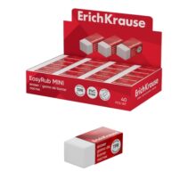 ErichKrause EasyRub Mini Expositor con 40 Gomas de Borrar - Caucho Termoplastico - No Deja Residuos - Libre de PVC - Color Blanco