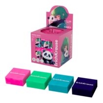 ErichKrause Panda Hugs Expositor con 60 Gomas de Borrar - PVC Ecologico - Hipoalergenico - No Deja Residuos - Colores Surtidos