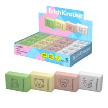 ErichKrause Cuties Expositor con 32 Gomas de Borrar - Caucho Termoplastico - No Deja Residuos - Libre de PVC - Colores Surtidos