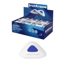 ErichKrause SmartWay Triangular Expositor con 24 Gomas de Borrar - Caucho Termoplastico - Hipoalergenico - No Deja Residuos - Color Blanco