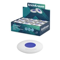 ErichKrause SmartWay Mini Oval Expositor con 36 Gomas de Borrar - Caucho Termoplastico - Hipoalergenico - Libre de PVC - Color Blanco