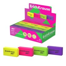 ErichKrause JOY Neon Expositor con 36 Gomas de Borrar - Caucho Termoplastico - Hipoalergenico - Libre de PVC - Colores Surtidos