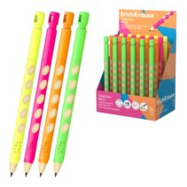 ErichKrause GripLine Neon Expositor con 24 Portaminas - Mina HB de 2.0mm - Agarre Triangular - Sacapuntas Integrado - Ergonomico - Colores Surtidos