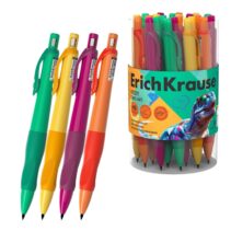 ErichKrause Kiddy Dino Art Portaminas - Mina HB de 2.0mm - Agarre de Goma - Motivo de Dinosaurios - Colores Surtidos