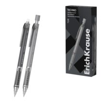 ErichKrause Techno Portaminas - Mina HB de 0.9mm - Goma de Borrar Integrada - Pinza - Cuerpo Redondo - Colores Surtidos