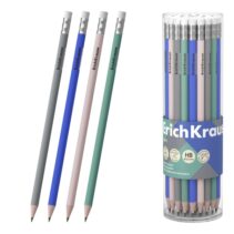 ErichKrause Navy Lapiz de Grafito con Goma de Borrar - Mina HB - Cuerpo Redondo - Colores Surtidos