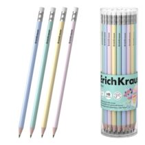 ErichKrause Milky Lapiz de Grafito con Goma de Borrar - Mina HB - Cuerpo Redondo - Agarre Ergonomico - Colores Surtidos