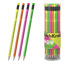 ErichKrause 2x2 Neon Lapiz de Grafito con Goma de Borrar - Mina HB de 2.2mm - Cuerpo Redondo - Colores Surtidos