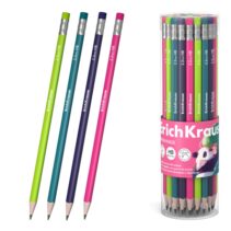ErichKrause Panda Hugs Lapiz de Grafito con Goma de Borrar - Mina HB - Cuerpo Redondo - Agarre Ergonomico - Colores Surtidos