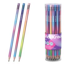 ErichKrause Galaxy Lapiz de Grafito con Goma de Borrar - Mina HB - Cuerpo Triangular - Plastico - Agarre Ergonomico - Faciles de Difuminar - Colores Surtidos