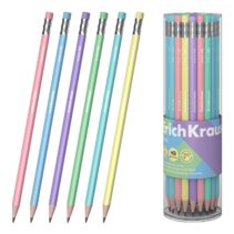 ErichKrause Pastel Lapiz de Grafito con Goma de Borrar - Mina HB - Cuerpo Triangular - Agarre Ergonomico - Colores Surtidos