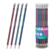 ErichKrause Sonata Lapiz de Grafito con Goma de Borrar - Mina HB - Cuerpo Triangular - Facil Afilado - Agarre Ergonomico - Colores Surtidos