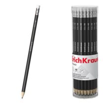 ErichKrause Jet Black 101 Lapiz de Grafito con Goma de Borrar - Mina HB - Cuerpo Hexagonal - Color Negro