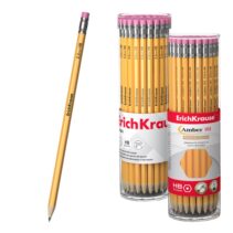 ErichKrause Amber 101 Lapiz de Grafito con Goma de Borrar - Mina HB - Cuerpo Hexagonal - Color Amarillo
