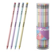 ErichKrause Blend Lapiz de Grafito con Goma de Borrar - Mina HB - Cuerpo Hexagonal - Plastico - Agarre Ergonomico - Colores Surtidos