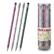 ErichKrause Floral Soul Lapiz de Grafito con Goma de Borrar - Mina HB - Cuerpo Redondo - Plastico - Agarre Ergonomico - Colores Surtidos