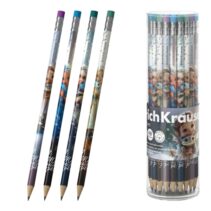 ErichKrause Magic Pet Lapiz de Grafito con Goma de Borrar - Mina HB - Cuerpo Redondo - Plastico - Colores Surtidos