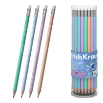 ErichKrause JOY Pastel Bloom Lapiz de Grafito con Goma de Borrar - Mina HB - Cuerpo Redondo - Plastico - Agarre Ergonomico - Colores Surtidos