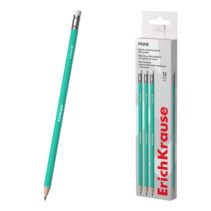ErichKrause Prime Lapiz de Grafito con Goma de Borrar - Mina HB de 2.2mm - Cuerpo Hexagonal - Plastico - Agarre Ergonomico - Color Turquesa