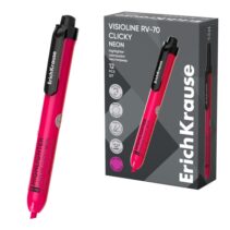 ErichKrause Visioline RV-70 Clicky Neon Marcador Fluorescente - Retractil - Punta Biselada - Trazo de 1.0mm a 3.5mm - Color Rosa