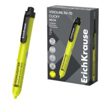 ErichKrause Visioline RV-70 Clicky Marcador Fluorescente - Retractil - Punta Biselada - Trazo de 1.0mm a 3.5mm - Color Amarillo