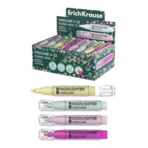 ErichKrause Visioline V-22 Floral Soul Expositor con 24 Marcadores Fluorescentes - Punta Biselada - Trazo de 0.6 a 3.0mm - Colores Surtidos