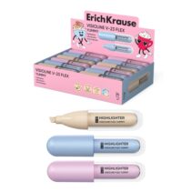 ErichKrause Visioline V-23 Flex Yummy Expositor con 24 Marcadores Fluorescentes - Punta Biselada - Trazo de 0.6 a 4.5mm - Colores Pastel Surtidos