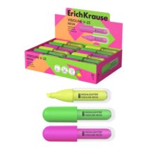 ErichKrause Visioline V-23 Neon Expositor con 24 Marcadores Fluorescentes - Punta Biselada - Trazo de 0.6 a 4.5mm - Colores Surtidos