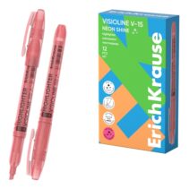 ErichKrause Visioline V-15 Neon Shine Marcador Fluorescente - Punta Biselada - Trazo de 0.6 a 3.5mm - Color Rosa