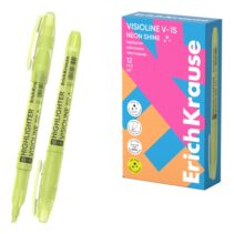 ErichKrause Visioline V-15 Neon Shine Marcador Fluorescente - Punta Biselada - Trazo de 0.6 a 3.5mm - Color Amarillo