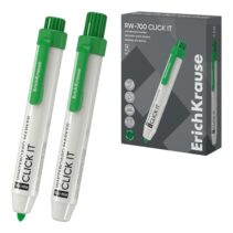 ErichKrause RW-700 Click it Rotulador para Pizarra Blanca - Sistema Retractil - Punta Conica - Trazo de 2.0mm - Tinta a Base de Alcohol - No Toxico - Facil de Borrar - Secado Rapido - Color Verde